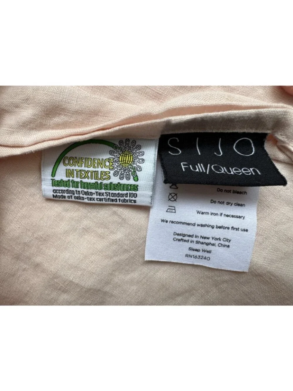 SIJO Single Full Queen Pillowcase French Flax Linen Envelope Peach Pink 31 X 22